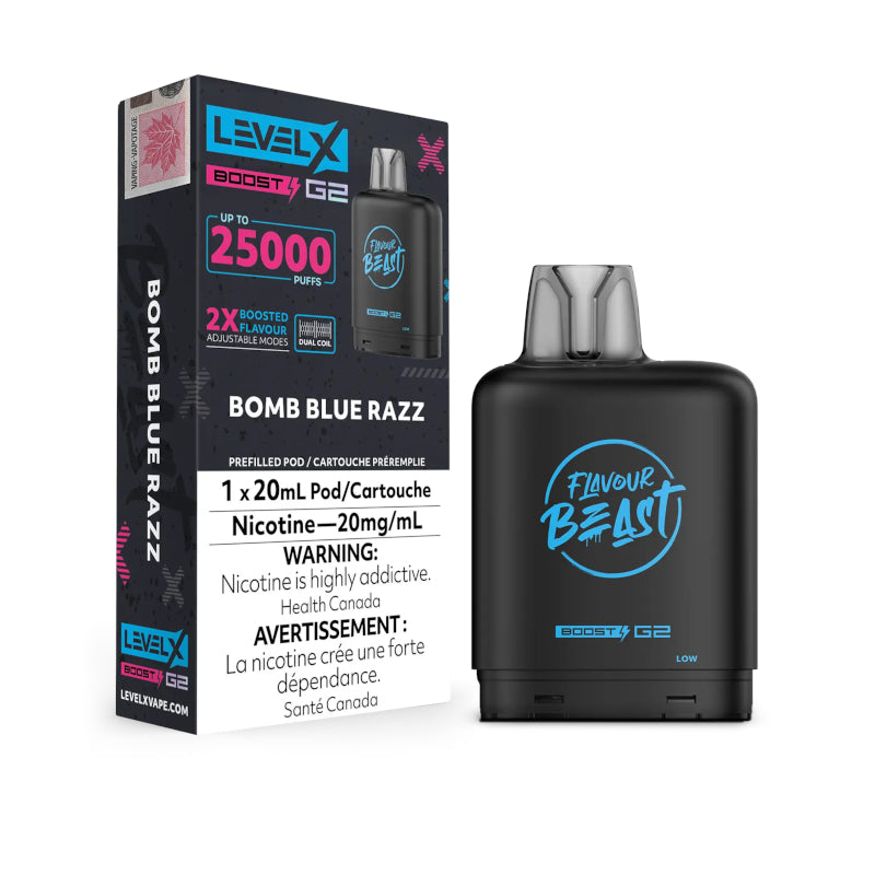 Bomb Blue Razz Flavour Beast Level X BOOST G2 Pod Canada