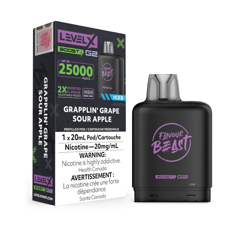 Grapplin Grape Sour Apple Iced Flavour Beast Level X BOOST G2 Pod Near Me